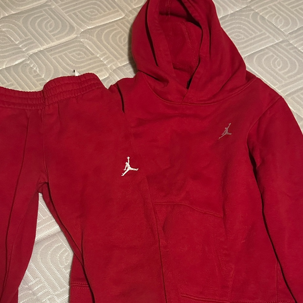 Jordan Kids Red Sweatpants & Hoodie Set